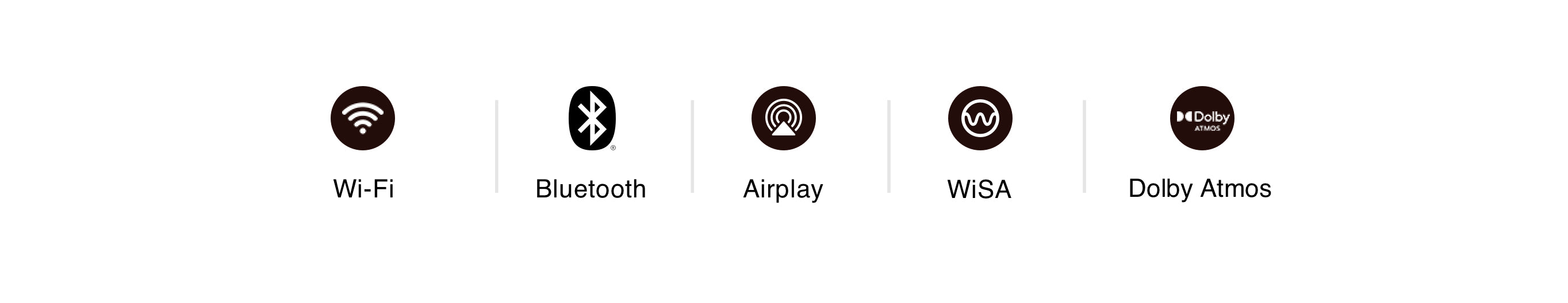 wifi, bluetooth, airplay, wisa, dolby atmos